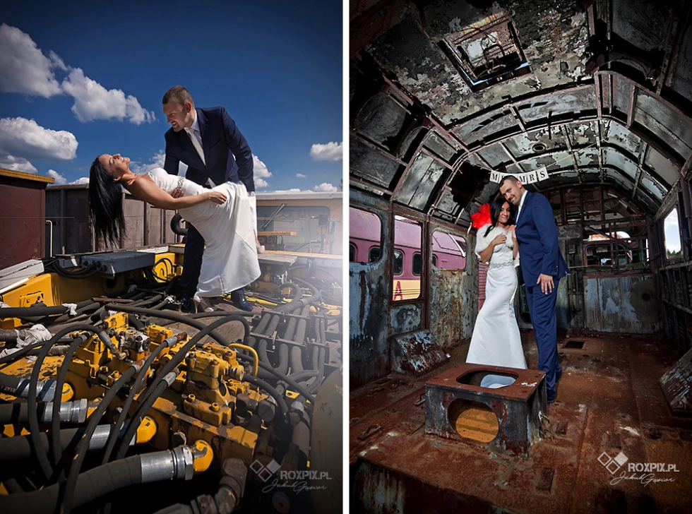 Plener Ślubny w Opuszczonych Wagonach Kolejowych