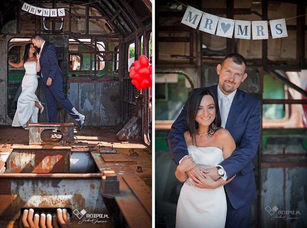 Plener Ślubny w Opuszczonych Wagonach Kolejowych